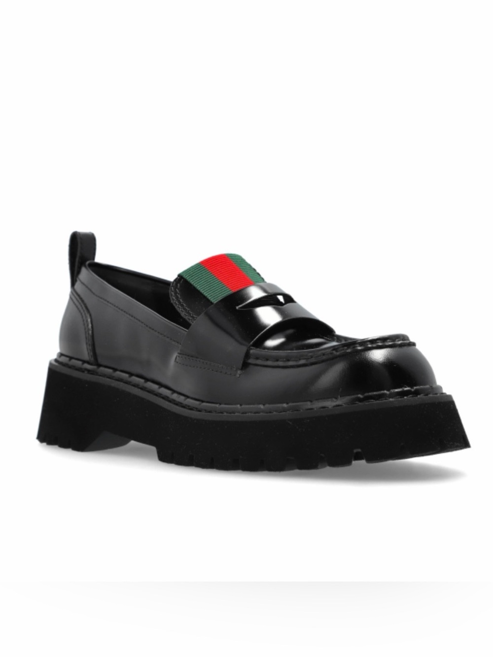 GUCCI web stripe slip on platform lug sole loafers flats